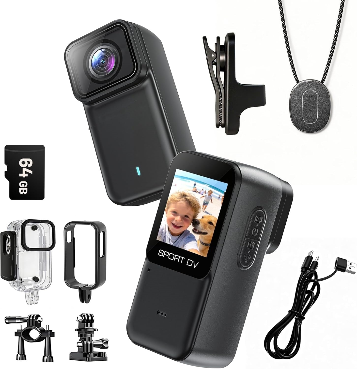 M21 4K POV Camera  WiFi Thumb Action Cam, Body Cameras with Audio and Video Recording, Splashproof Waterproof Magnetic Wearable Portable Hands-Free Bodycam, Mount Anywhere, Black