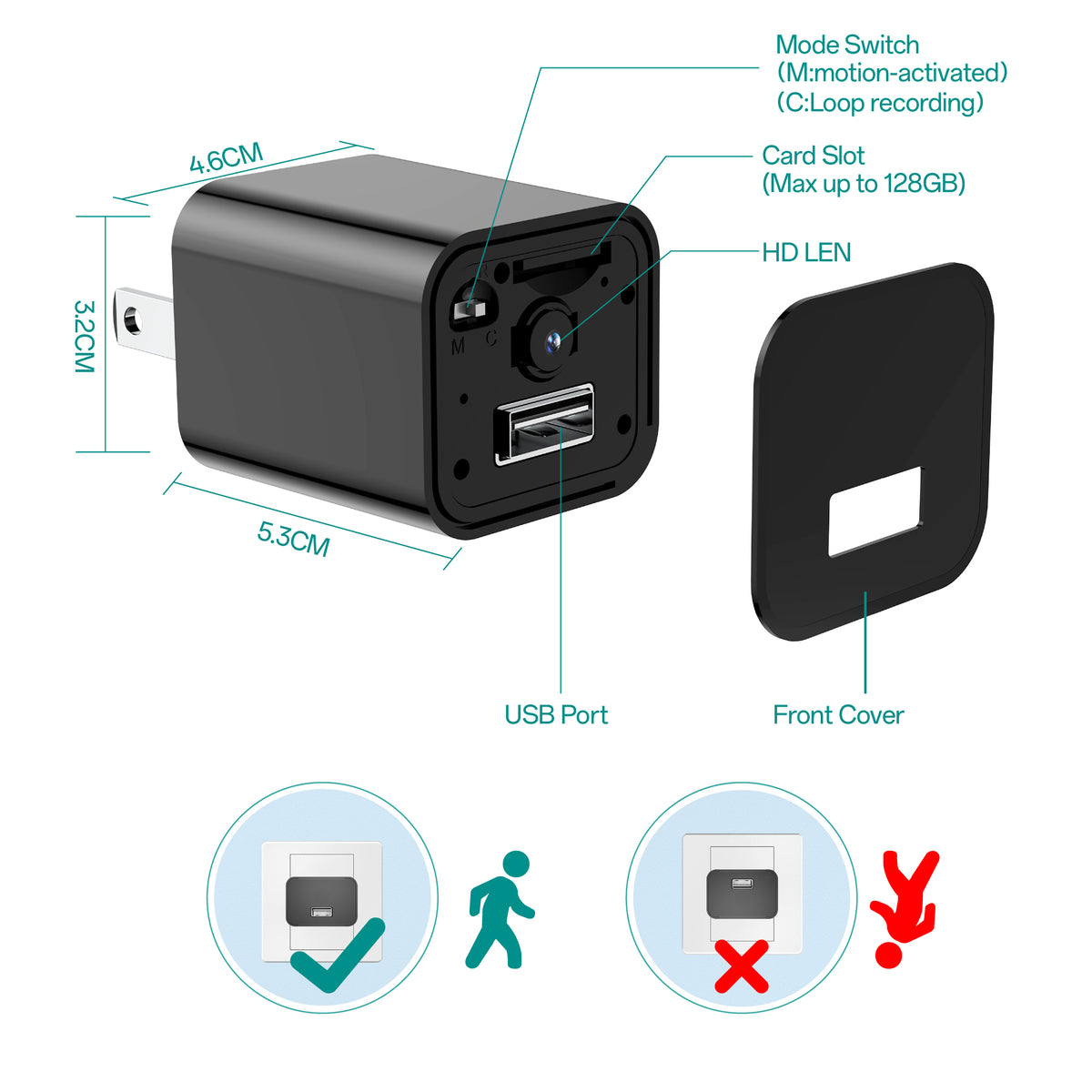 903 Charger Camera Mini Wall Plug Recorder Scoket Small Home Office Secuirty Cam