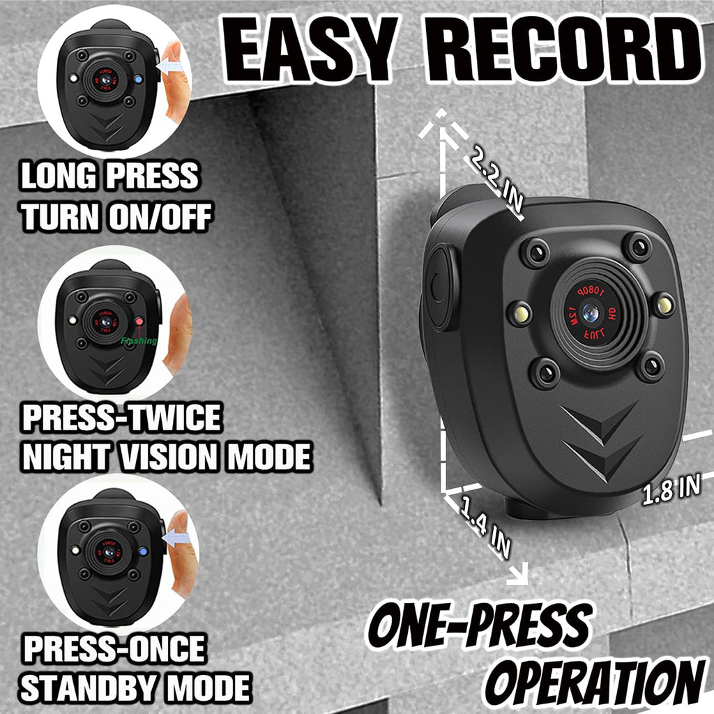 850A Mini Body Camera Video Recorder Magnetic with Night Vision IR & Loop Record HD 1080P, 4-6 HR Battery Life Wearable Police Cam for Home, Outdoor, Law Enforcement, Security Guard