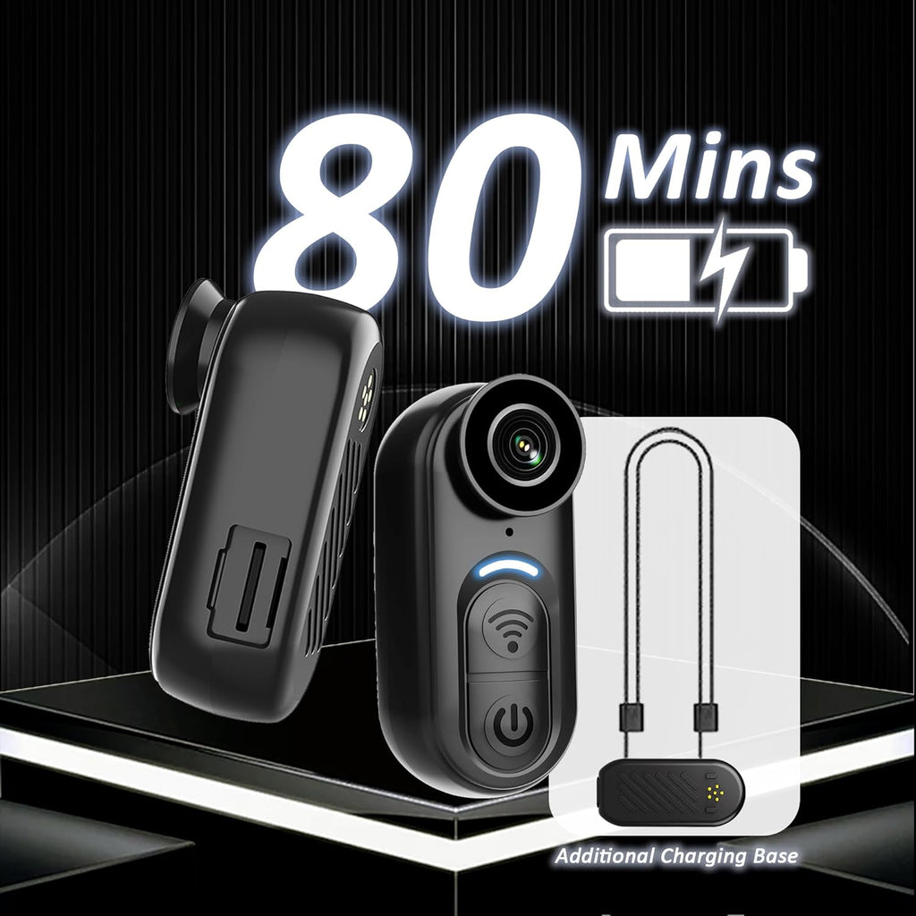 4K Mini Body Camera - Thumb Sports Action Cam 128GB with Audio, Wearable Hands-Free Chest Pov Recording, Helmet Mount & Magnetic Personal Clip On Camcorders - For Cap Shirt Outoor Cycling Skiing