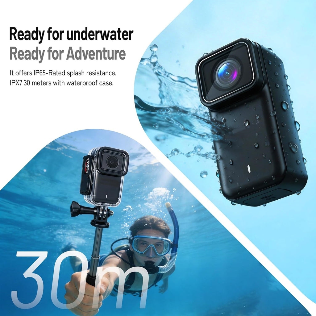 M21 4K POV Camera  WiFi Thumb Action Cam, Body Cameras with Audio and Video Recording, Splashproof Waterproof Magnetic Wearable Portable Hands-Free Bodycam, Mount Anywhere, Black