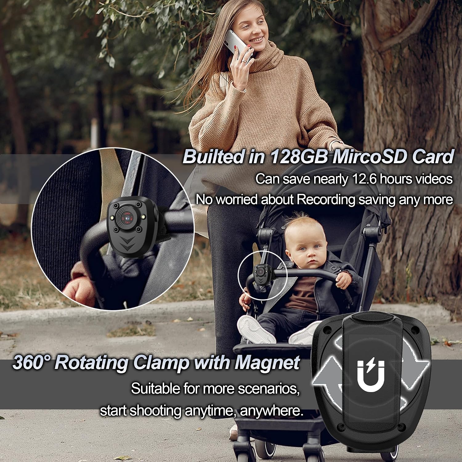 850A Mini Body Camera Video Recorder Magnetic with Night Vision IR & Loop Record HD 1080P, 4-6 HR Battery Life Wearable Police Cam for Home, Outdoor, Law Enforcement, Security Guard