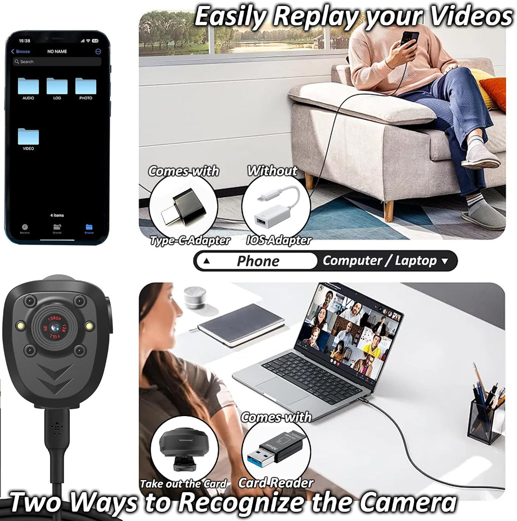 850A Mini Body Camera Video Recorder Magnetic with Night Vision IR & Loop Record HD 1080P, 4-6 HR Battery Life Wearable Police Cam for Home, Outdoor, Law Enforcement, Security Guard