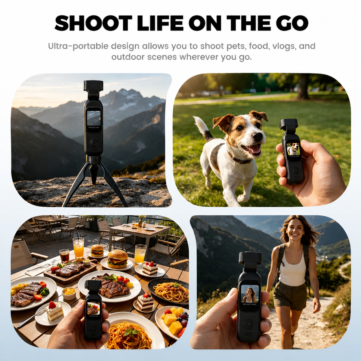 1080P Vlogging Camera with 270°Rotatable Lens, Handheld POV Pocket Camera with Touch Screen & WIFI, 5 Hours Power, One-button Recording Camcorder with 64GB Card for Daily Use, Travel, Black