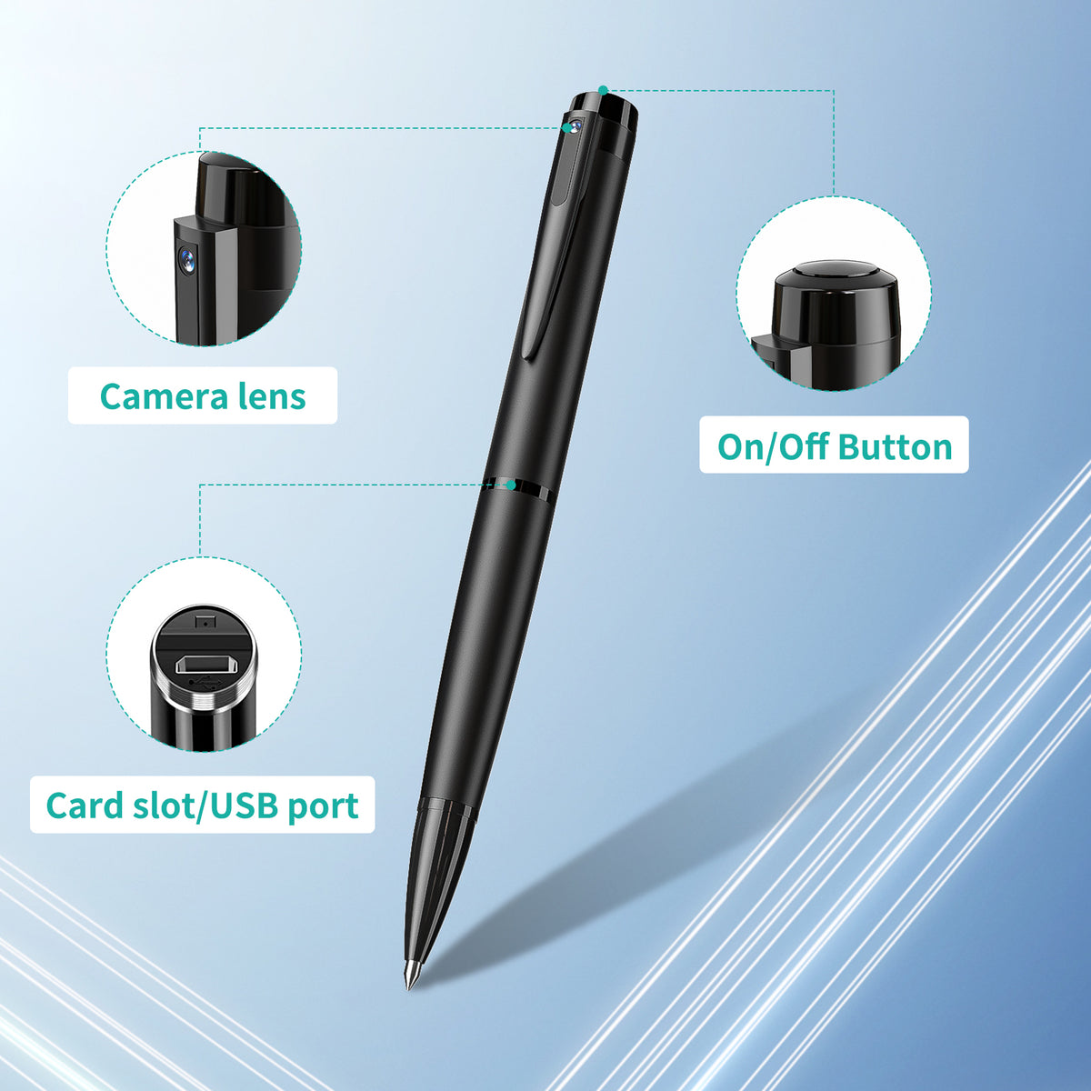Premium Body Camera Pen — Full HD 1080p Video & Photos, Motion Detection, One-Button Control