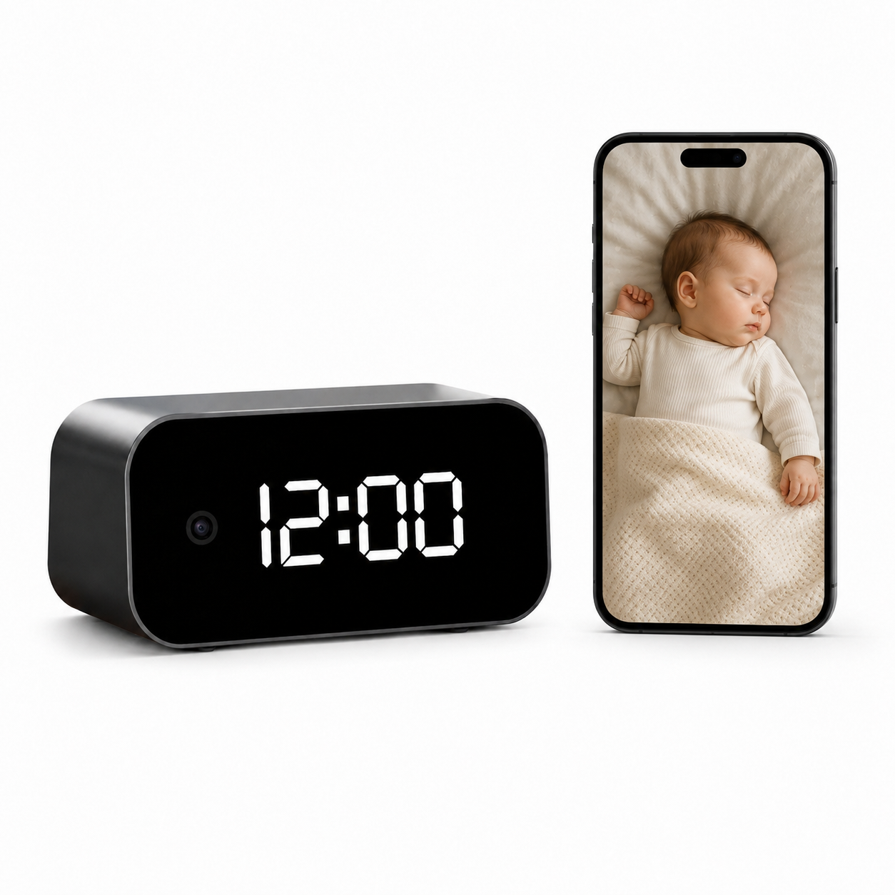 1080P Desktop Clock Camera for Home, Smart Digital Clock with Night Vision and Motion Detection, Compact Indoor Security Camera for Bedroom, Office, Living Room and Home Monitoring