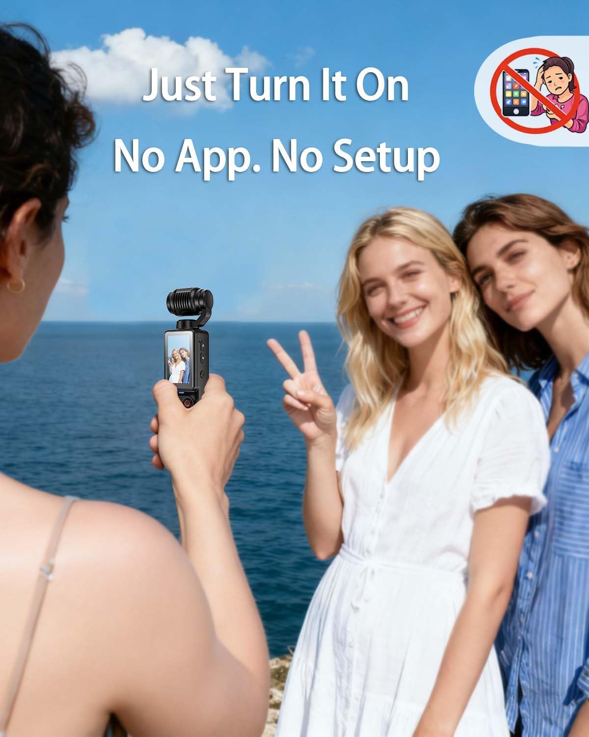 Vlogging Camera with 180° Rotating Lens, Pocket Body Camera with Audio & Video Recording,7-Hour Battery, Handheld POV Cameras with 32GB Card, Easy One-Button Recording for Travel,Daily Life
